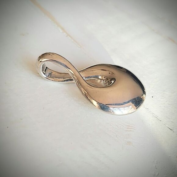 Vintage Zina Sterling Silver Twist Pendant Stylized Slide Infinity Pendant - Picture 4 of 9